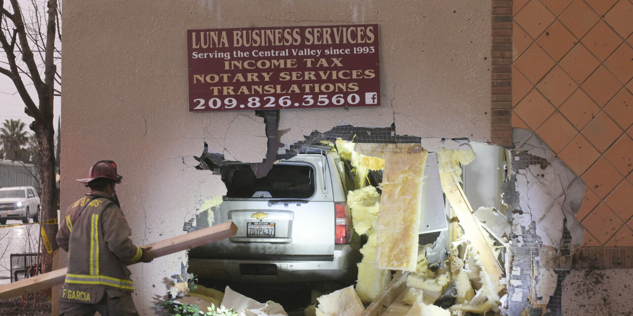 DUI suspected: Vehicle slams into LB business