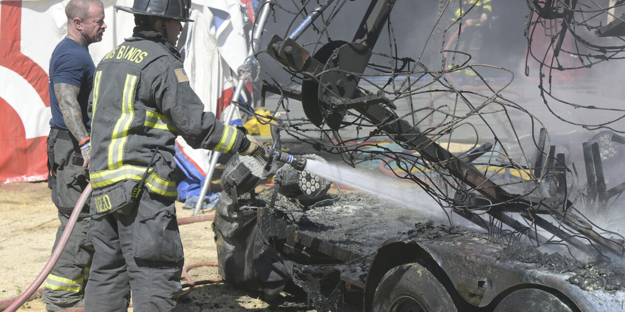 Fire breaks out in traveling circus’s equipment facility at LB Fairgrounds, no injuries reported